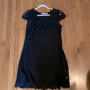 Black Lace Overlay Cocktail Dress